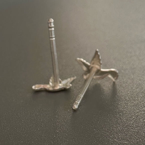 Sterling Silver Tiny Dove Bird Earrings - Picture 7 of 11